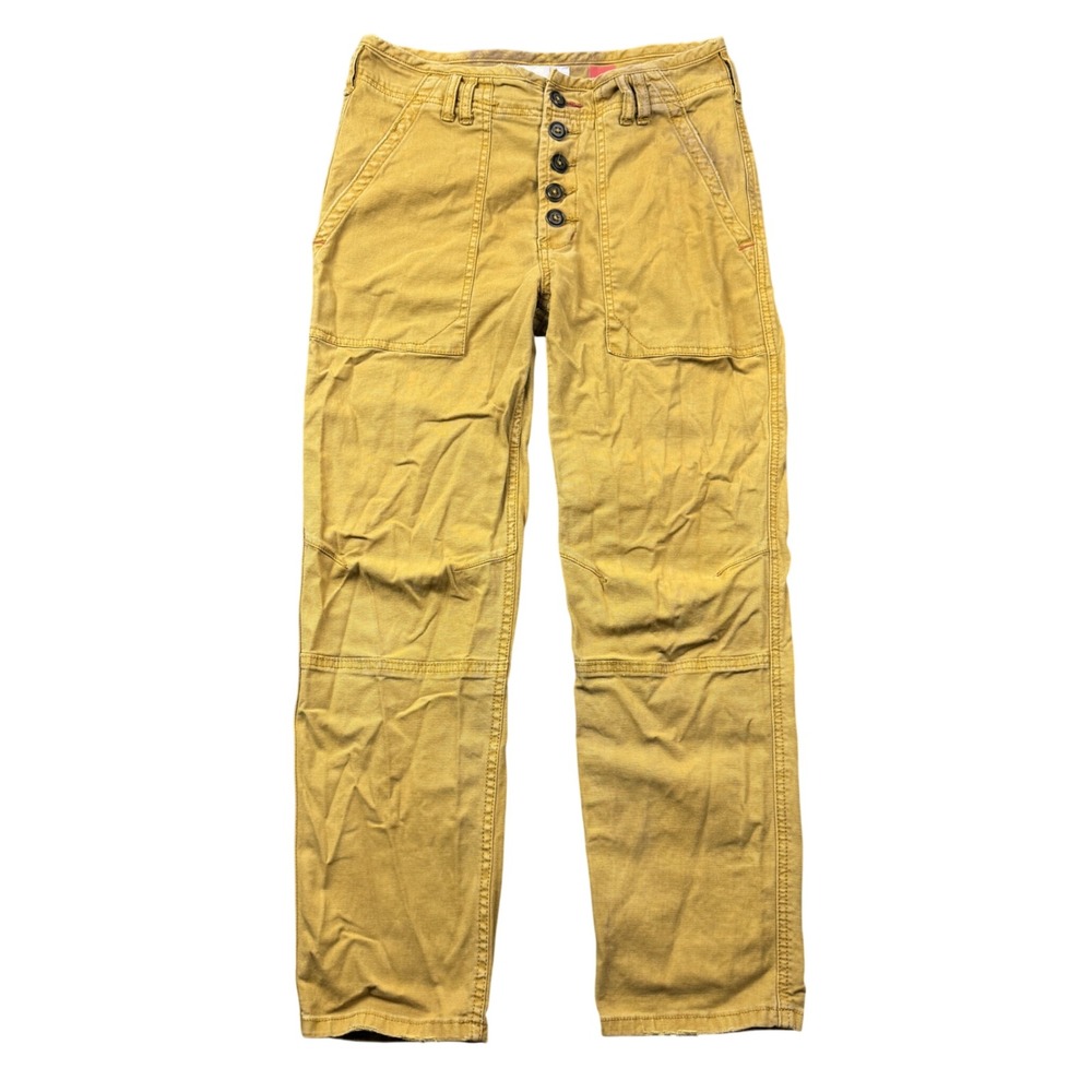 Anthropologie The Wanderer Mustard Yellow Canvas Button Fly Utility Pants 28